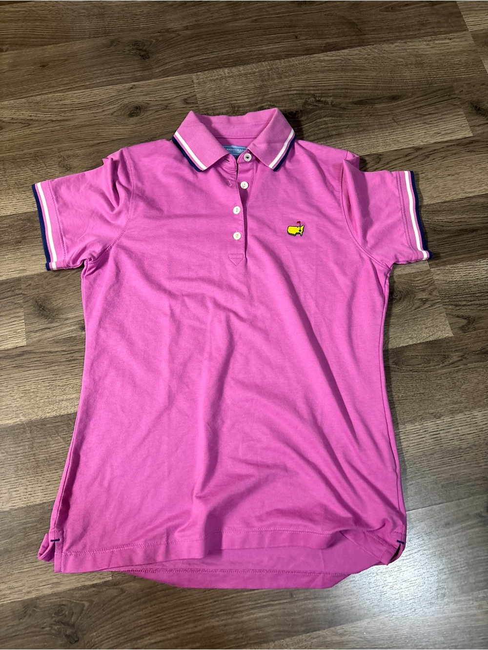 Pink Short-Sleeve Polo Tee with Contrast Trim